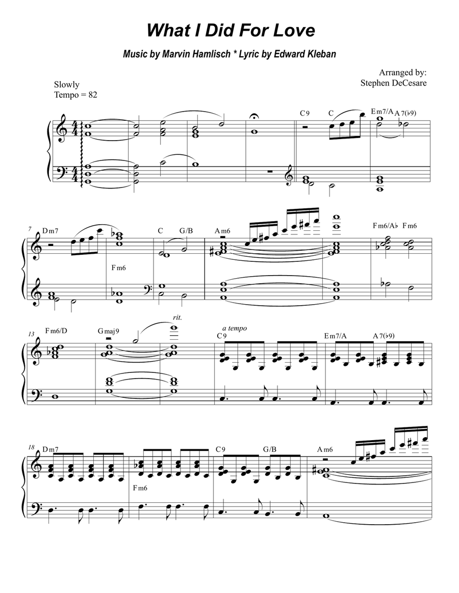 What I Did For Love Piano scores gallery preview page 6
