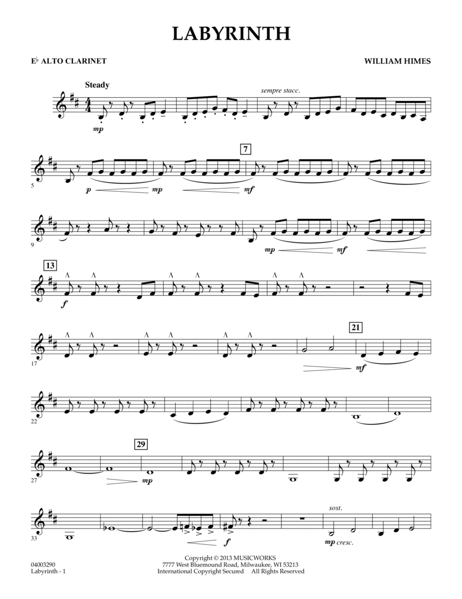 Labyrinth - Eb Alto Clarinet Concert Band scores gallery preview page 1