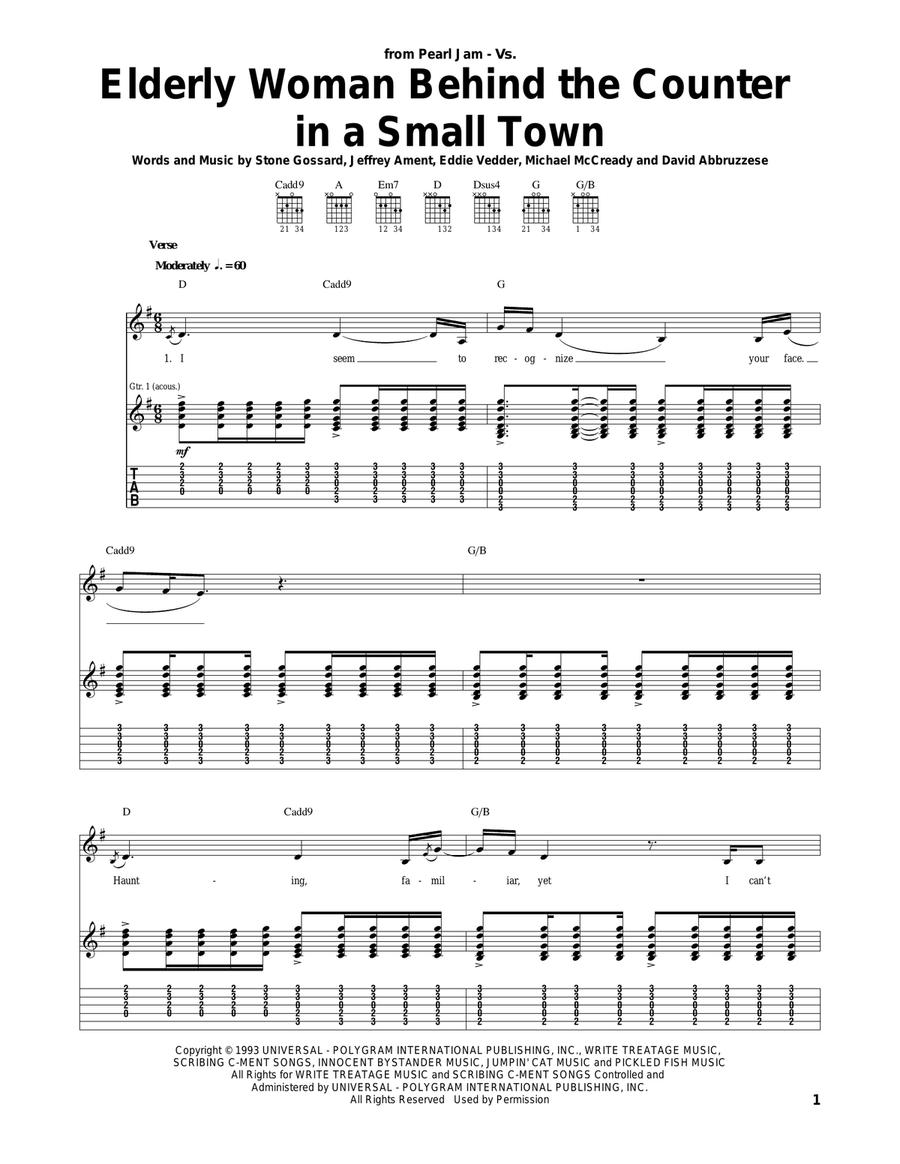 Elderly Woman Behind The Counter In A Small Town Acoustic Guitar scores gallery preview page 1