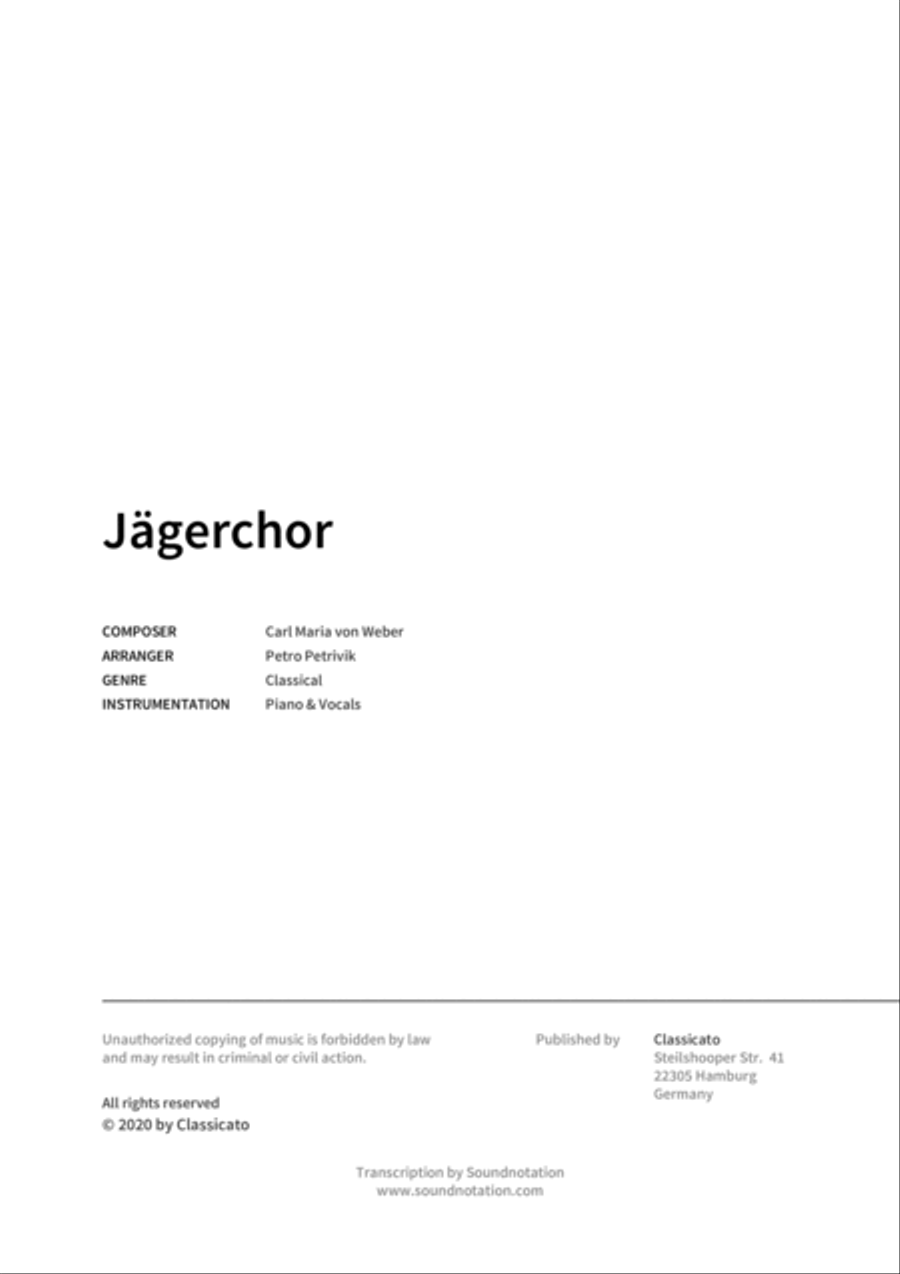 Jagerchor Jagerchor Piano, Vocal, Guitar scores gallery preview page 2