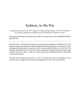 Kathleen, As She Was (Downloadable)