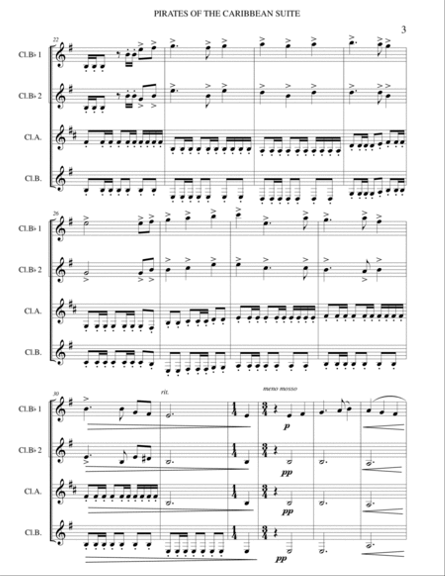 He's A Pirate Woodwind Quartet scores gallery preview page 3