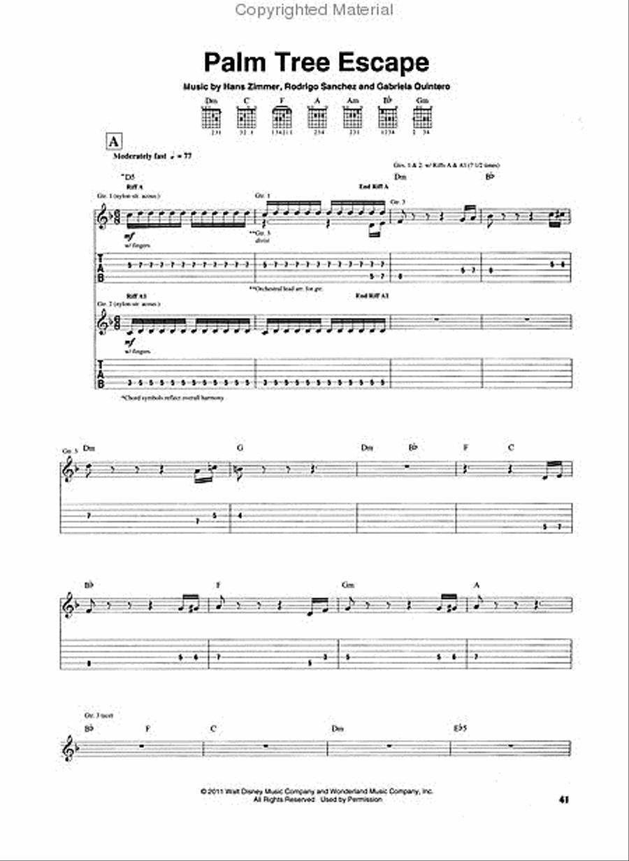 Pirates of the Caribbean - On Stranger Tides Guitar Tablature scores gallery preview page 4