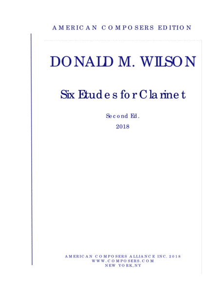 [Wilson] Six Etudes for Clarinet