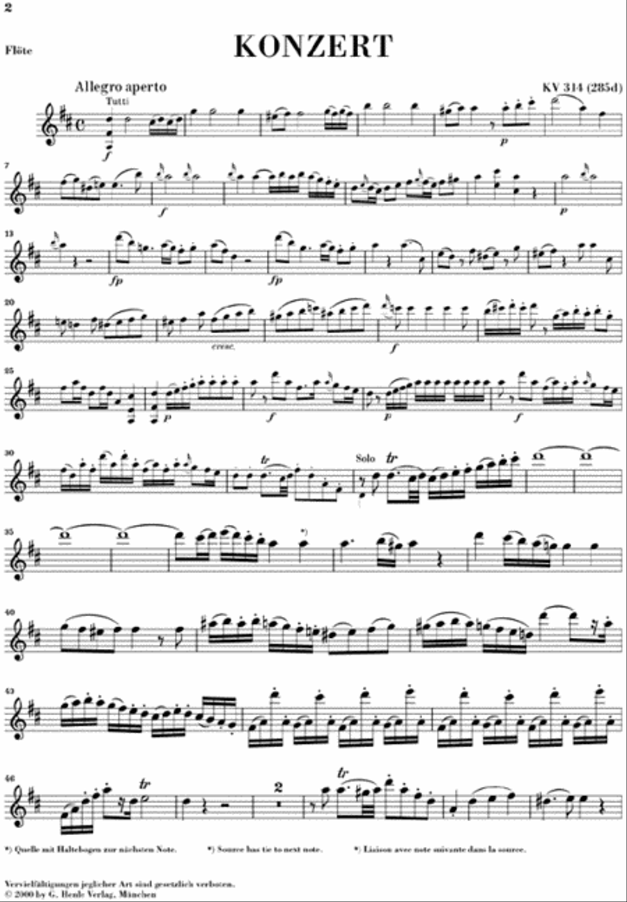 Concerto for Flute and Orchestra D major KV 314 Flute Solo scores gallery preview page 4