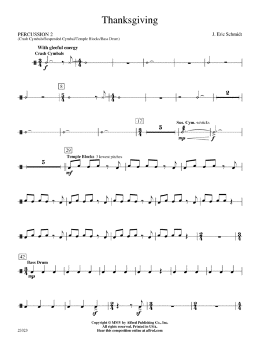 Thanksgiving: 2nd Percussion Concert Band scores gallery preview page 1