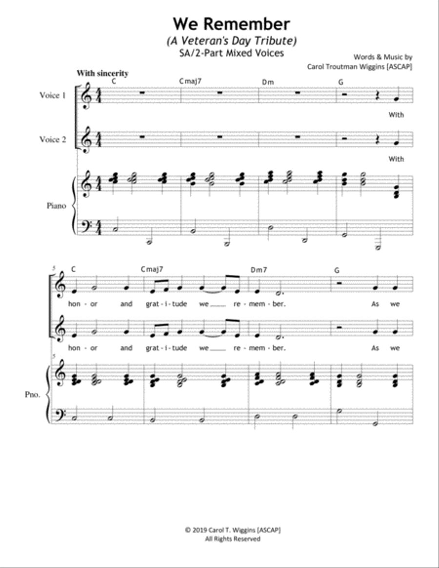 We Remember (A Veterans Day Tribute) SA SA scores gallery preview page 1
