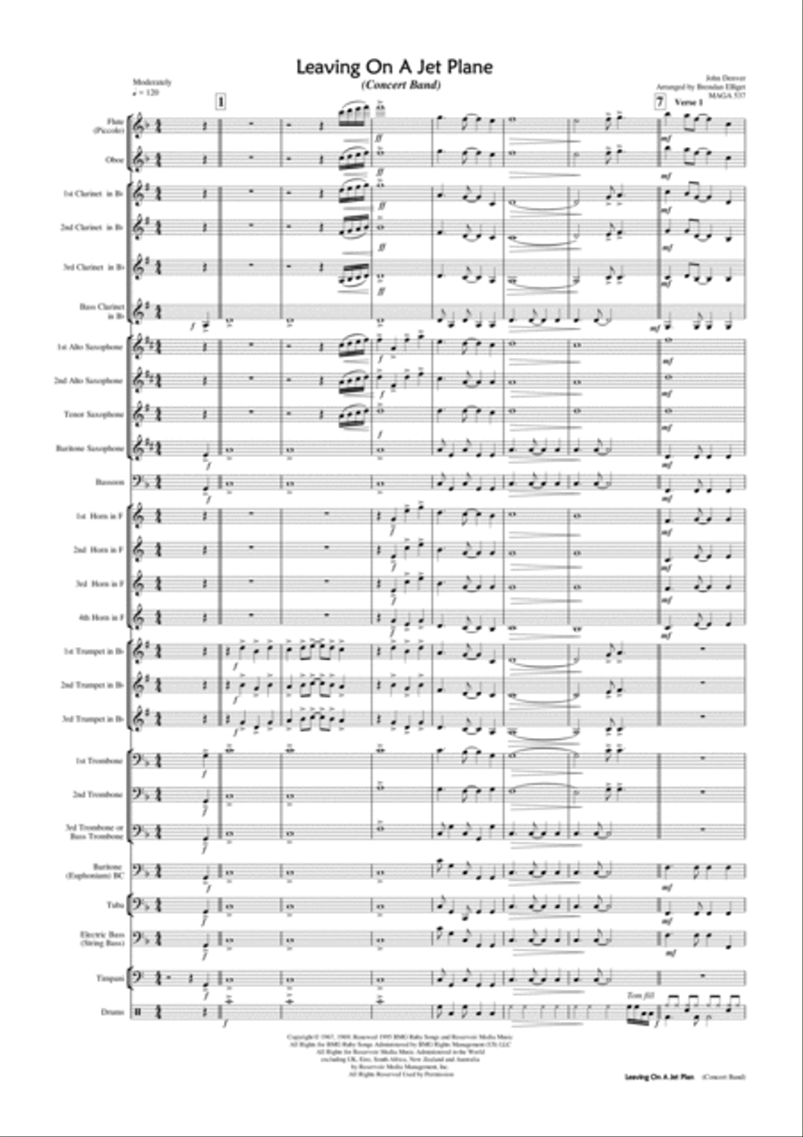 Leaving On A Jet Plane Concert Band scores gallery preview page 2