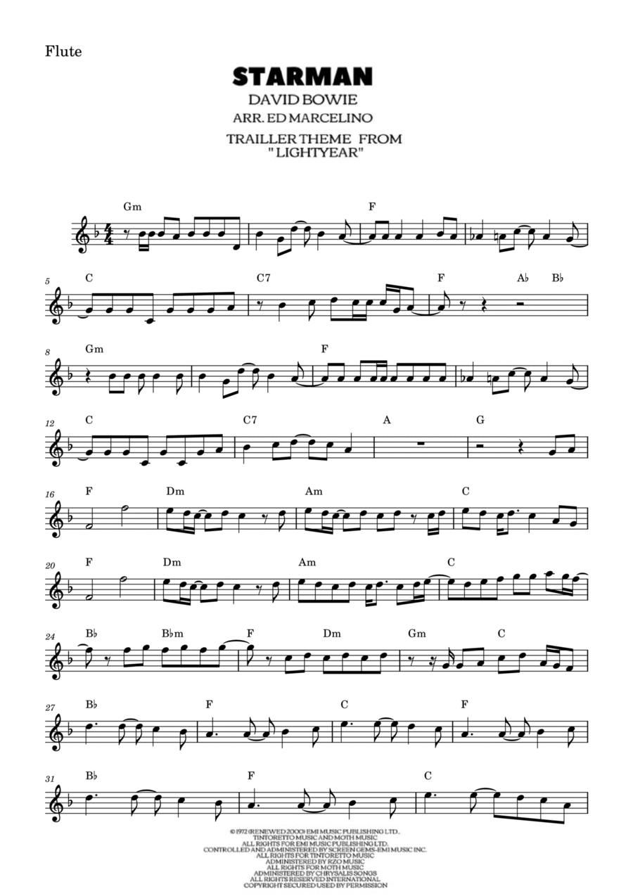 Starman Flute Solo scores gallery preview page 1