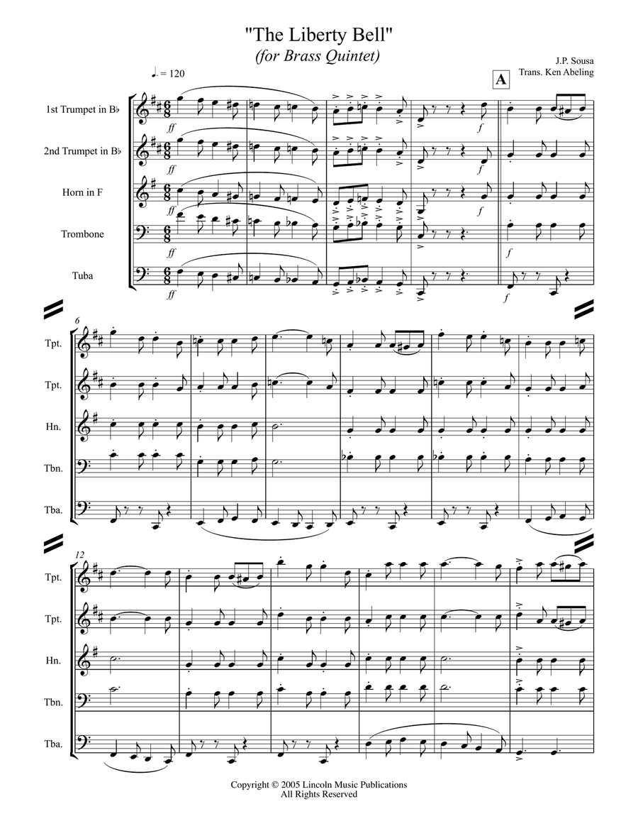March - The Liberty Bell (for Brass Quintet) Brass Quintet scores gallery preview page 2