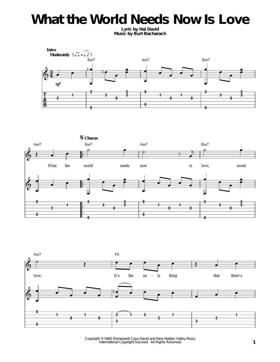 What The World Needs Now Is Love Acoustic Guitar scores gallery preview page 1