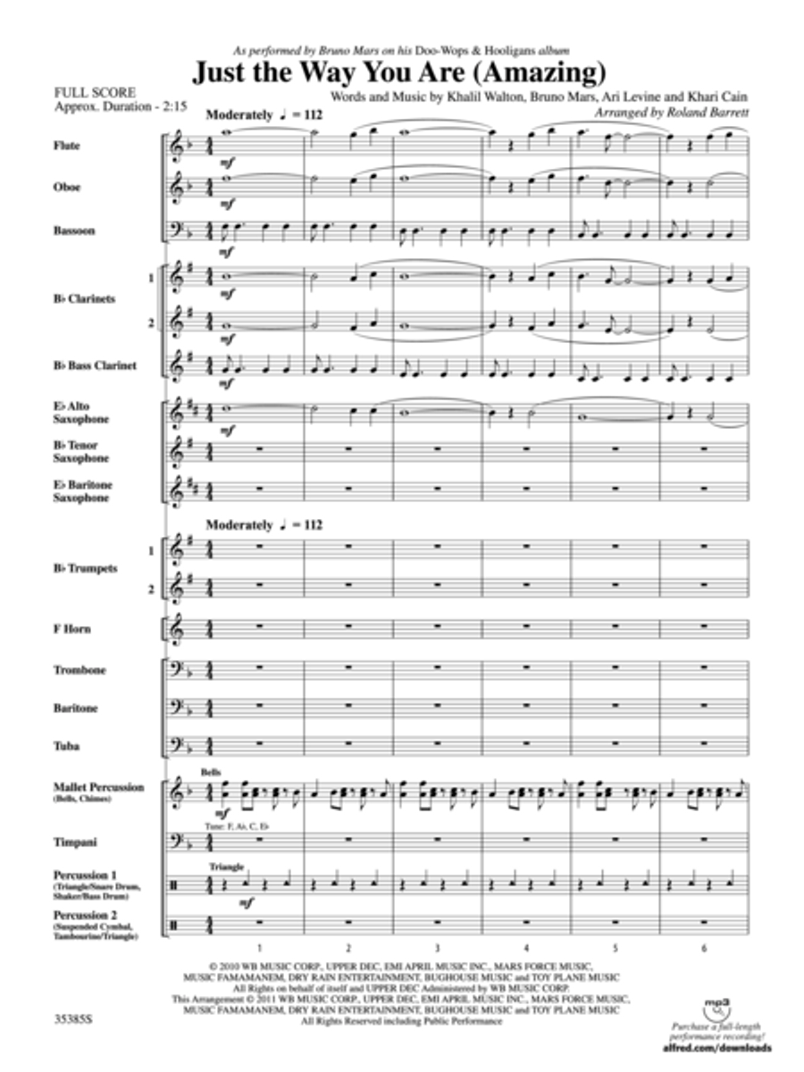 Just the Way You Are (Amazing) Concert Band scores gallery preview page 2