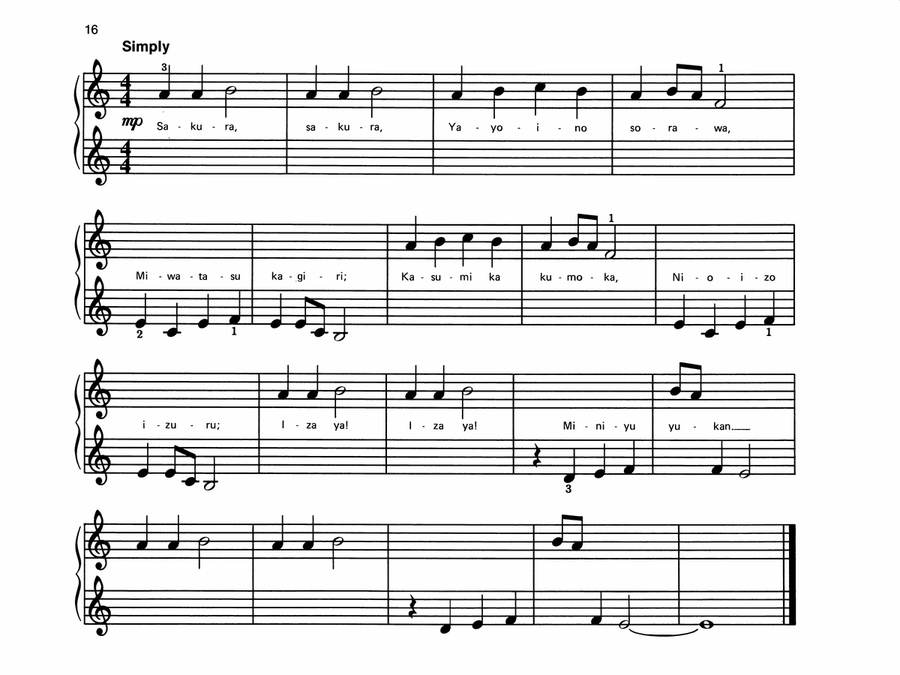 Sakura - Piano Solo with Lyrics (with Optional Duet Accompaniments) Piano scores gallery preview page 1
