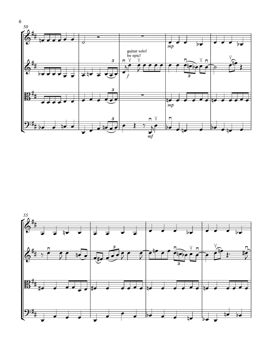 Crazy Little Thing Called Love String Quartet scores gallery preview page 6