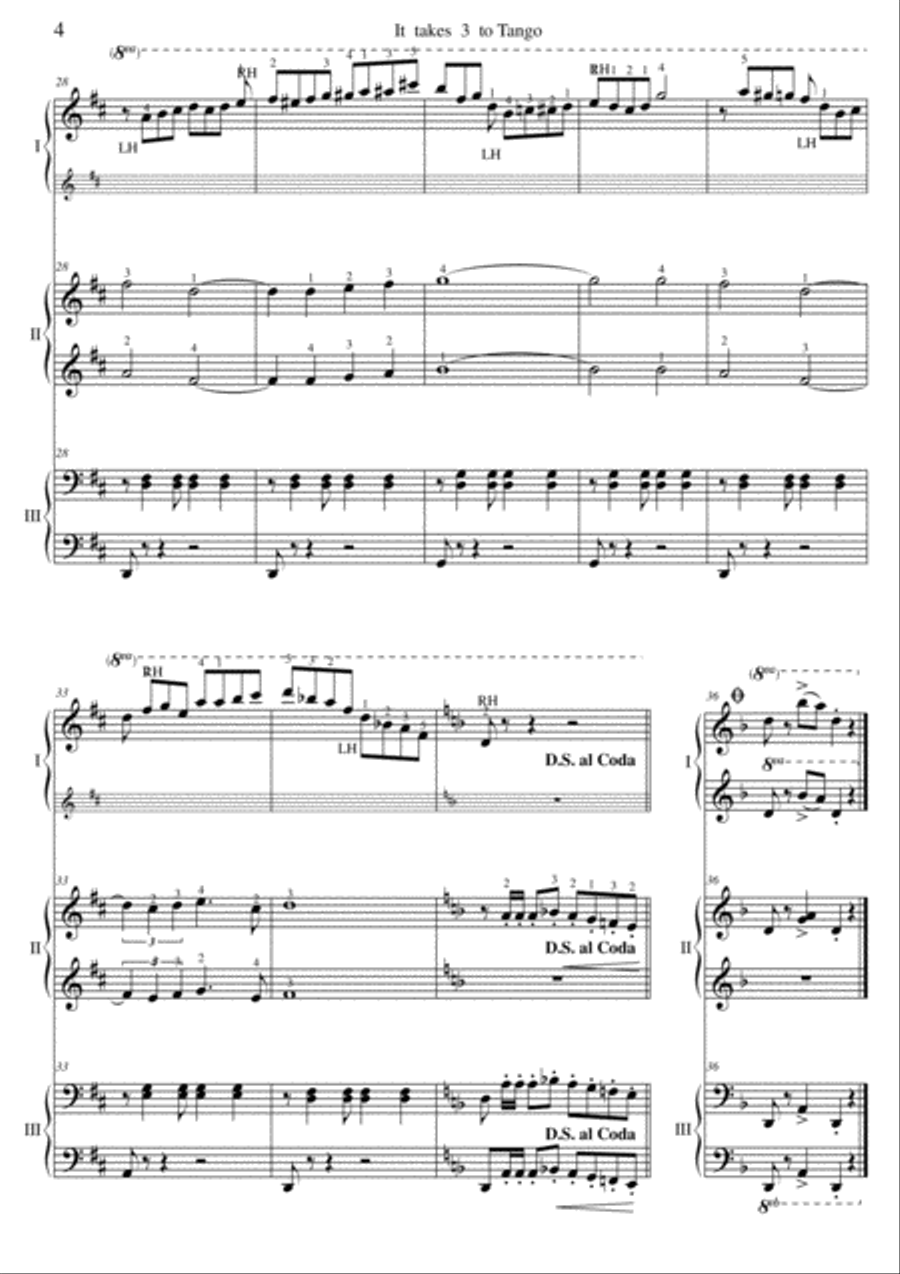 It Takes 3 to Tango for One Piano, 6 hands Piano Duet scores gallery preview page 4