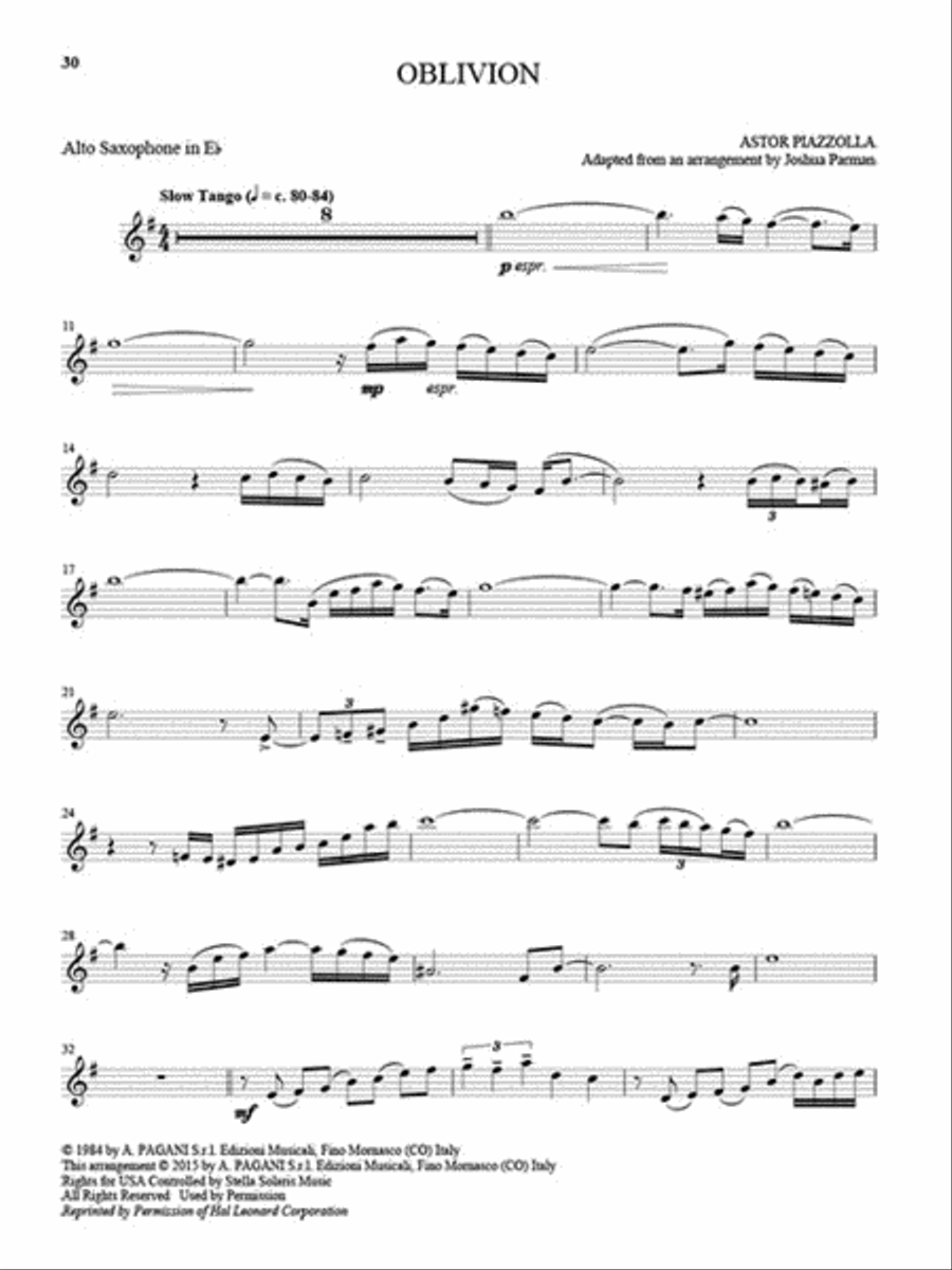 25 Piazzolla Tangos for Alto Saxophone and Piano Alto Saxophone scores gallery preview page 5