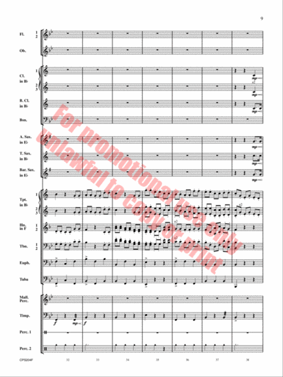 Happy Birthday Theme and Variations Concert Band scores gallery preview page 10