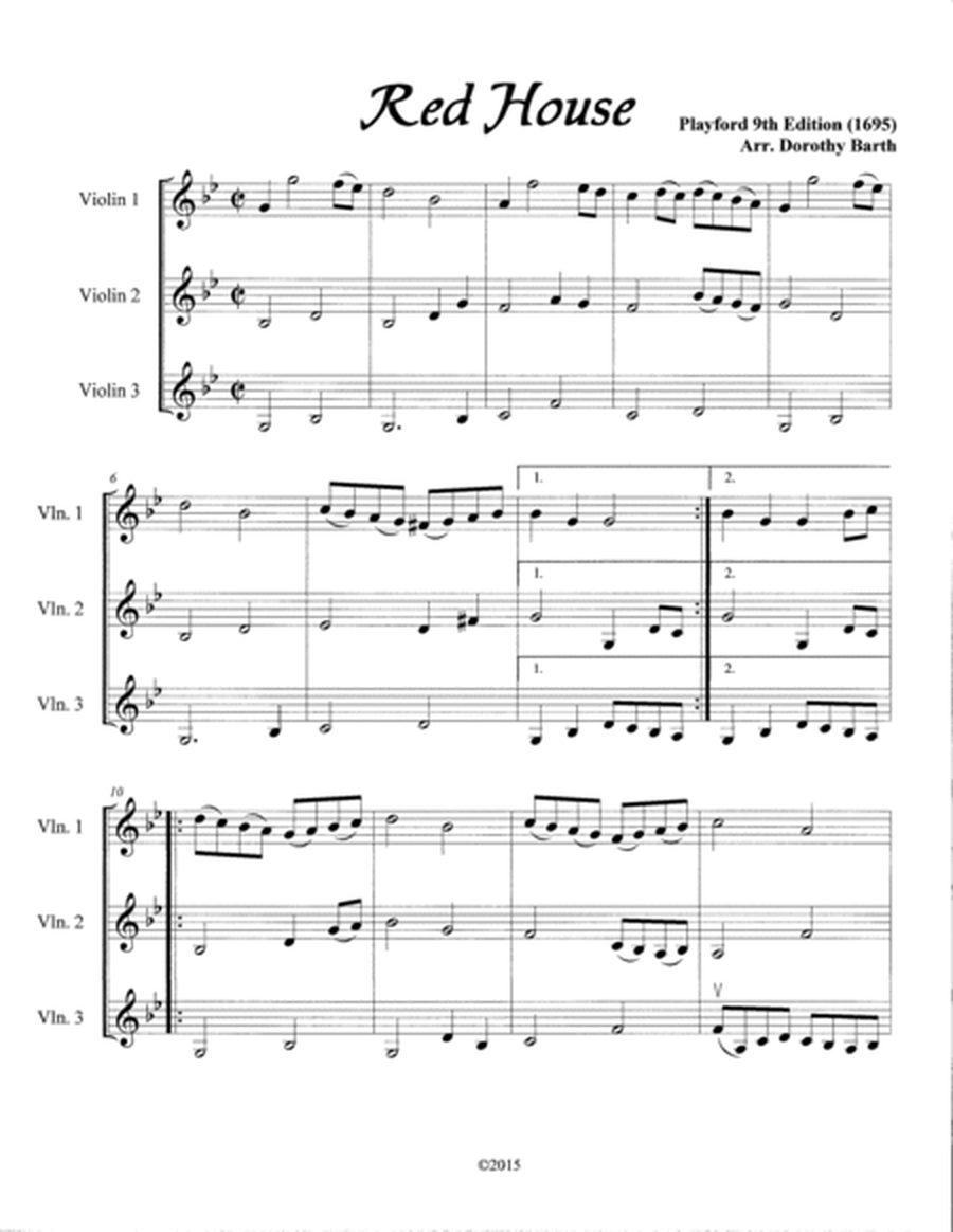 Playford Trios: Red House (3 Violins)