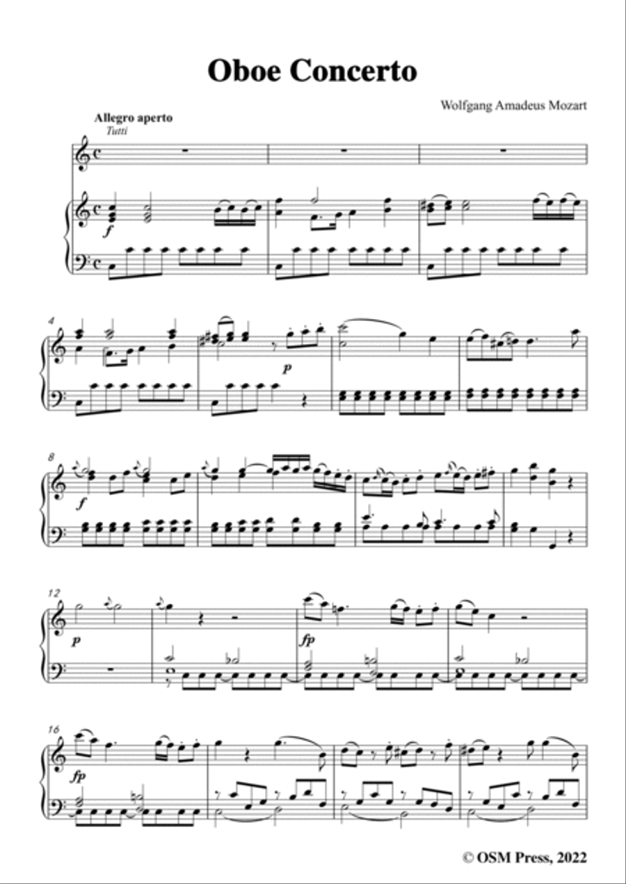 Mozart-Oboe Concerto,K.314,in C Major,for for Oboe and Piano Piano scores gallery preview page 3