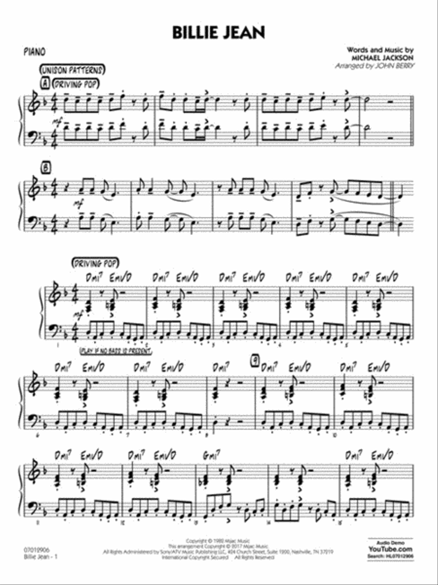 Billie Jean Billie Jean Jazz Ensemble scores gallery preview page 6