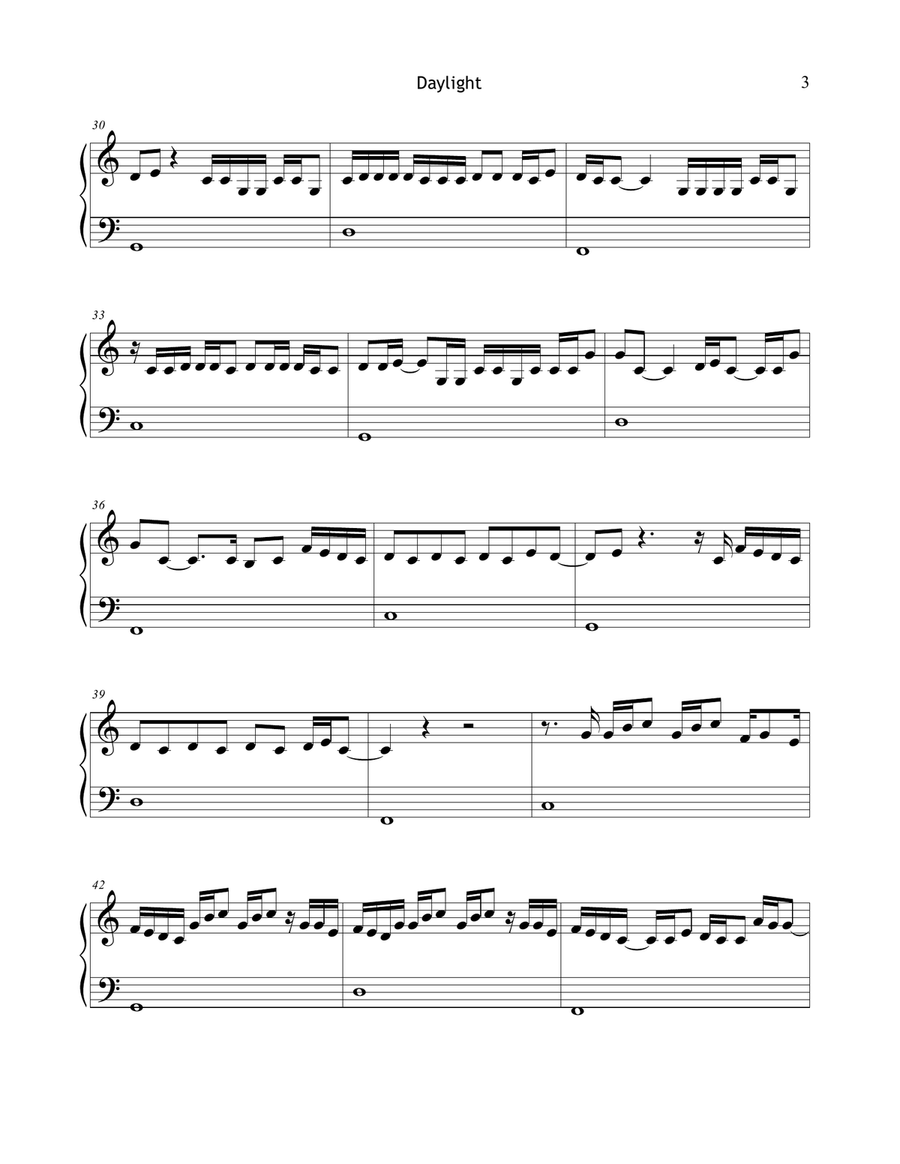 Daylight Easy Piano scores gallery preview page 3