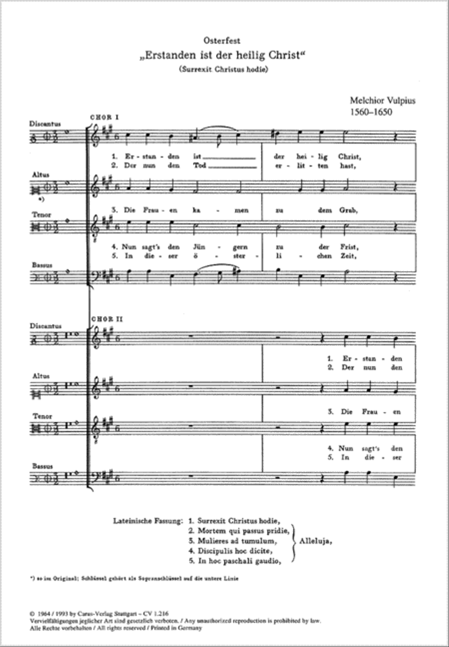 Erstanden ist / Surrexit Christus 4-Part scores gallery preview page 1
