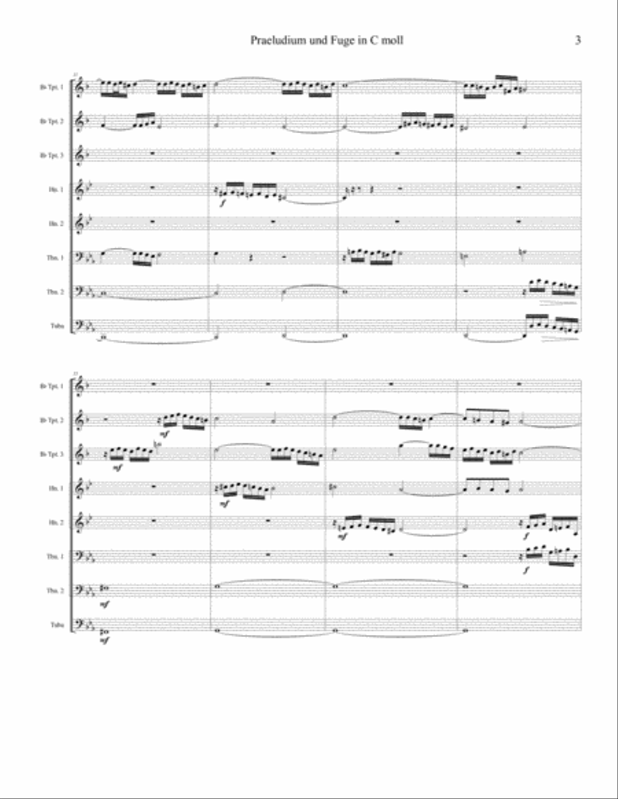 Prelude and Fugue in C minor (549) for Brass Octet Brass Ensemble scores gallery preview page 3