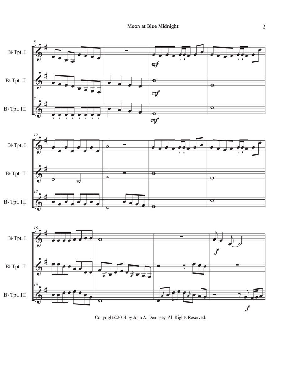 Moon at Blue Midnight (Trumpet Trio) Moon at Blue Midnight (Trumpet Trio) Trumpet Trio scores gallery preview page 6