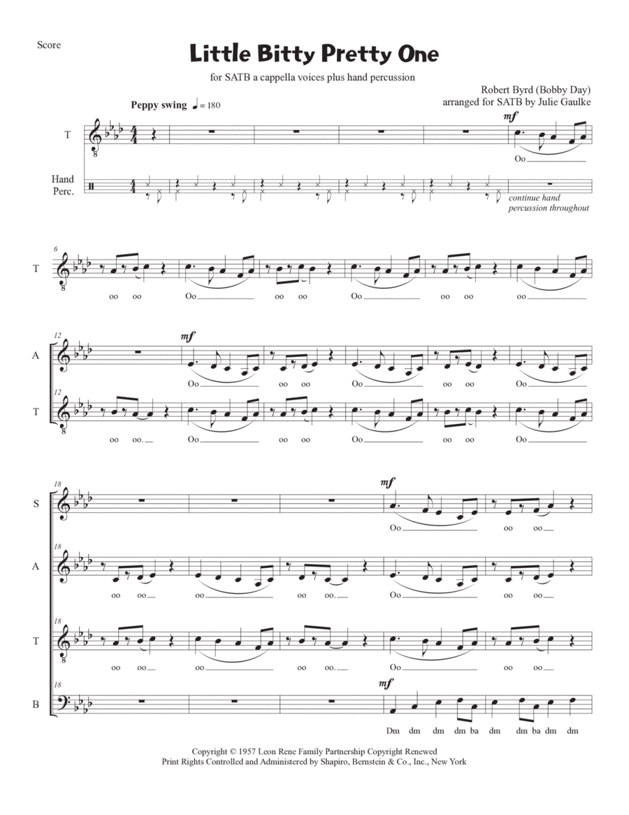 Little Bitty Pretty One Little Bitty Pretty One 4-Part scores gallery preview page 1