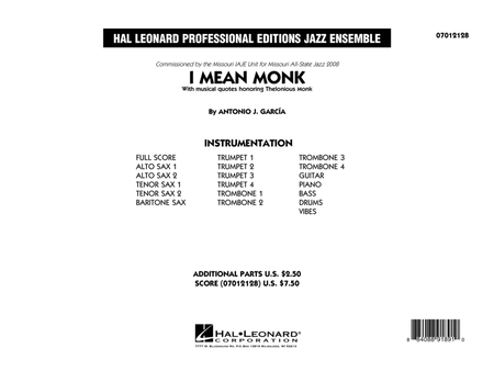 I Mean Monk - Conductor Score (Full Score)