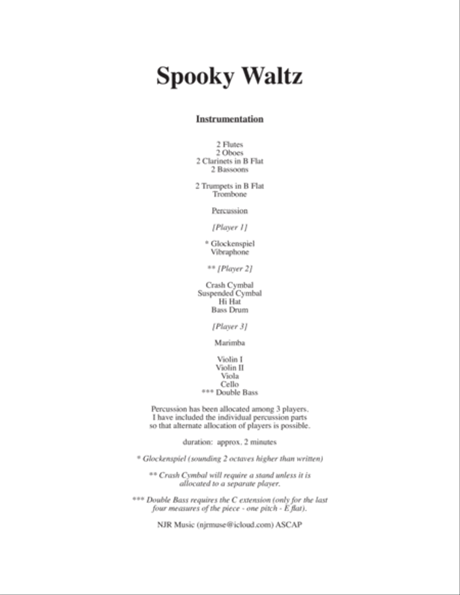 Spooky Waltz from Three Dances for Halloween (full set) Full Orchestra scores gallery preview page 3