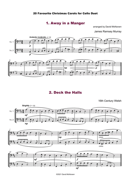 20 Favourite Christmas Carols for Cello Duet image number null