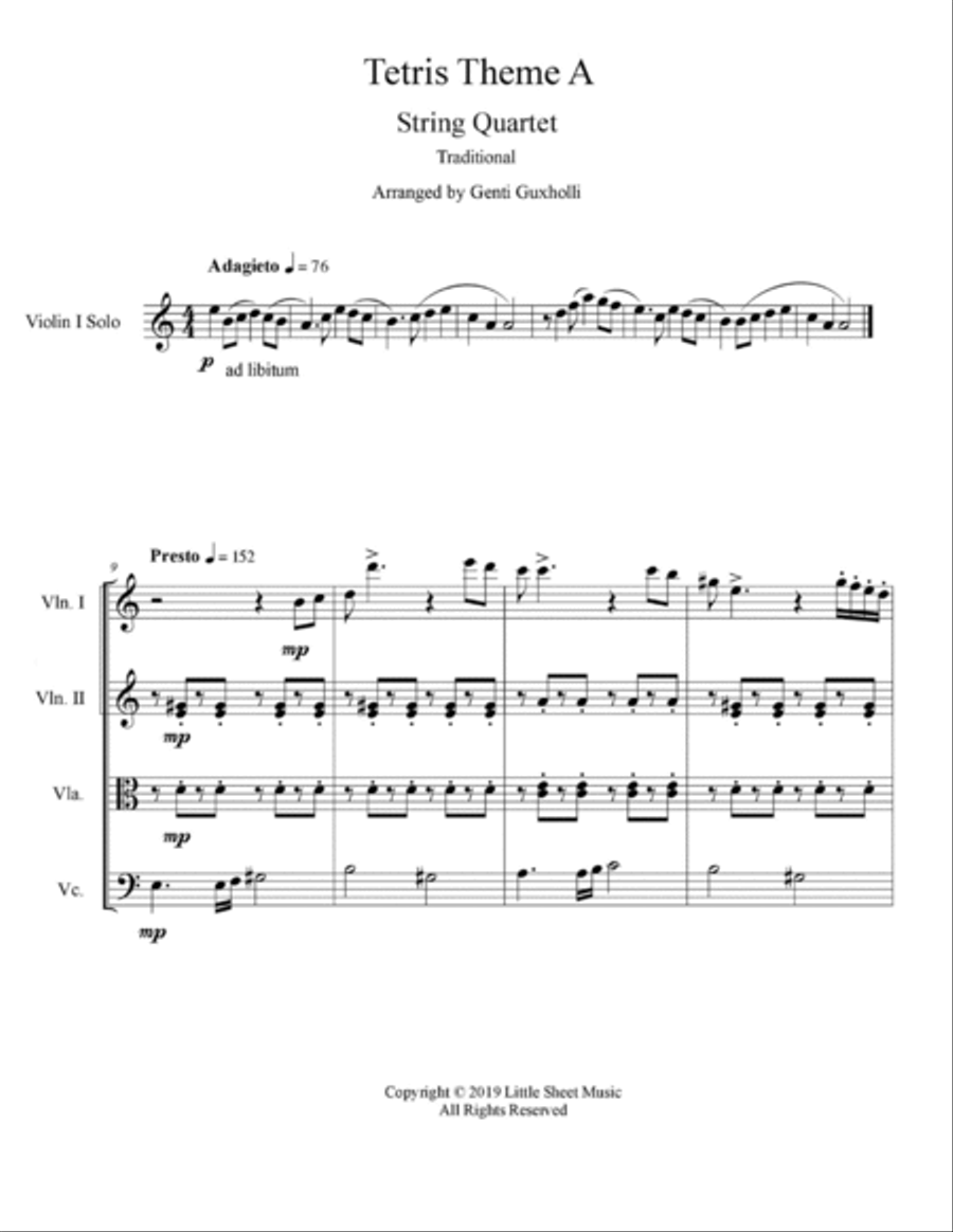 Korobeiniki (Tetris Theme) String Quartet scores gallery preview page 2