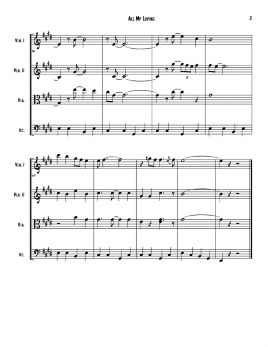 All My Loving All My Loving String Quartet scores gallery preview page 5
