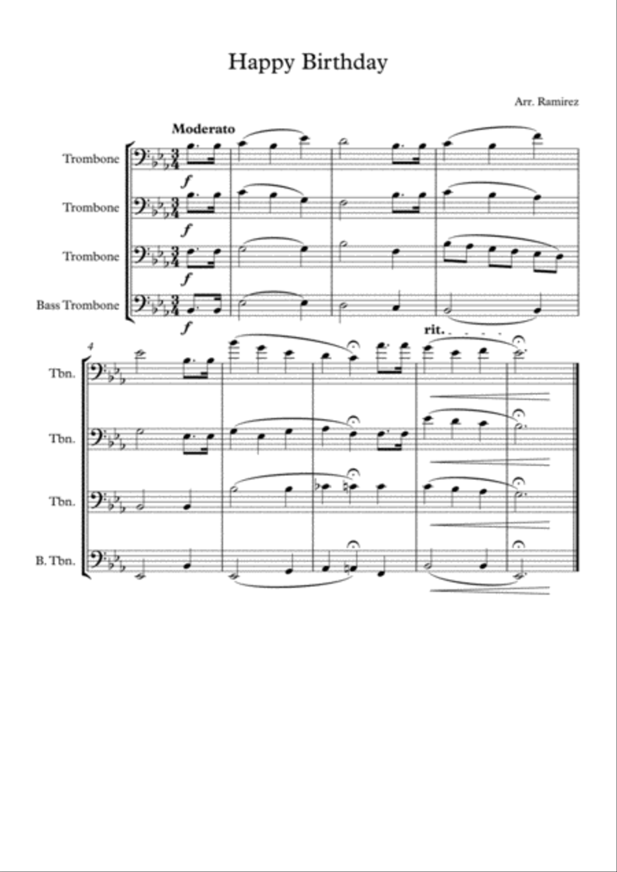 Happy Birthday Happy Birthday Brass Ensemble scores gallery preview page 1