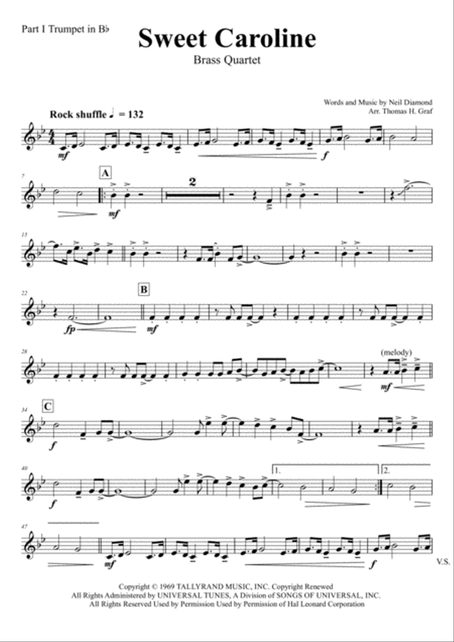Sweet Caroline Euphonium scores gallery preview page 5