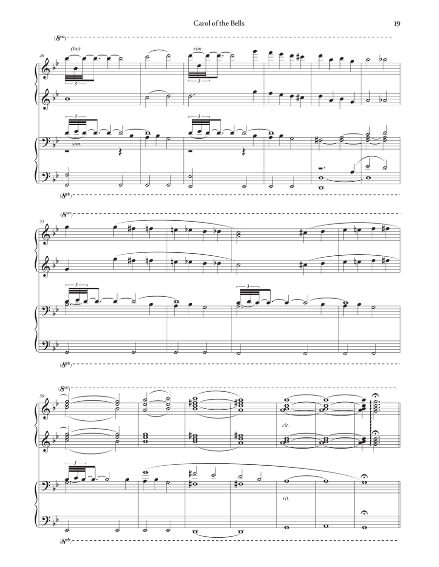 Carol of the Bells (Piano Duet) Piano Duet scores gallery preview page 5