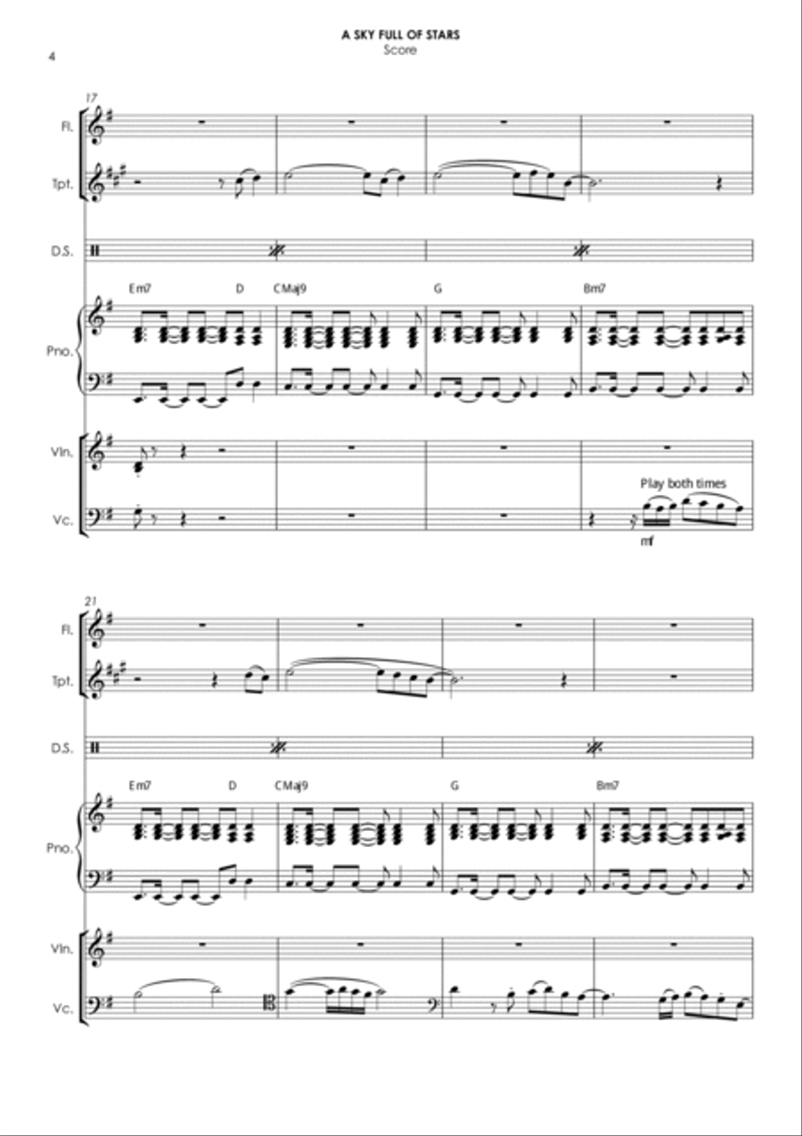 A Sky Full Of Stars Small Ensemble scores gallery preview page 4