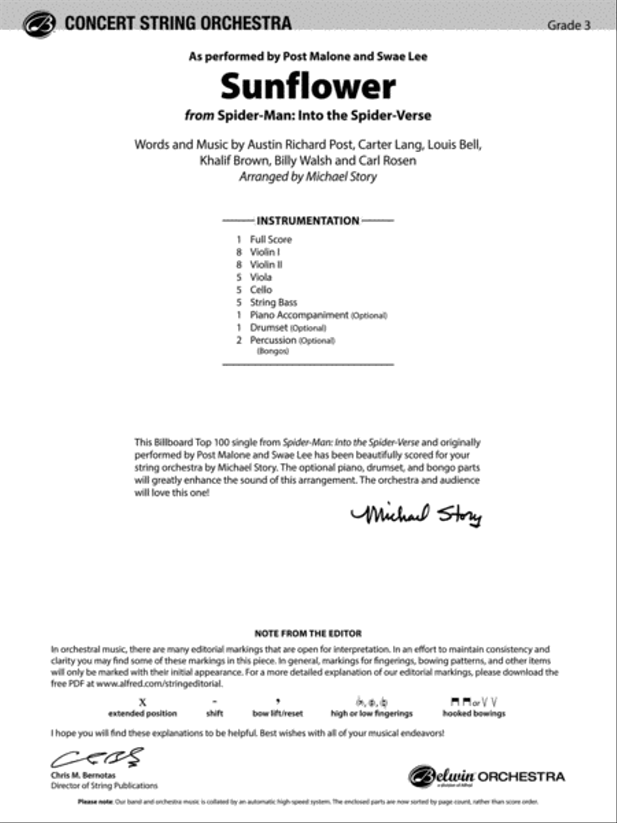 Sunflower: Score Sunflower: Score String Orchestra scores gallery preview page 1