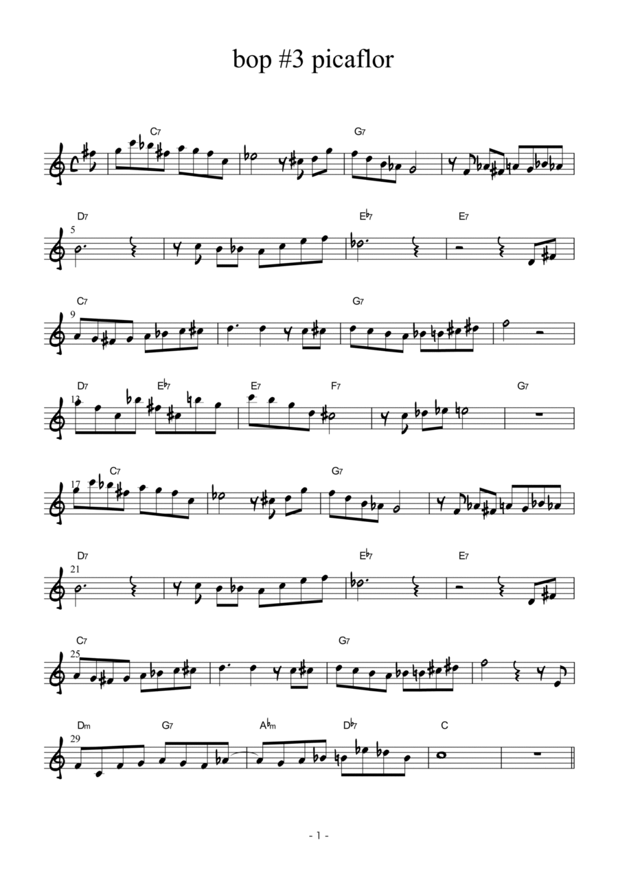bebop PICAFLOR Piano Solo scores gallery preview page 1