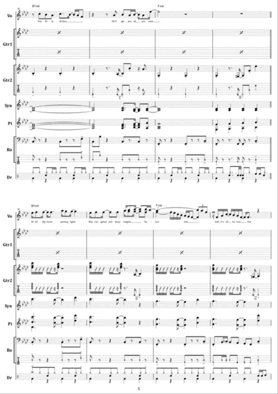 Jojo Jojo Piano, Vocal, Guitar scores gallery preview page 5