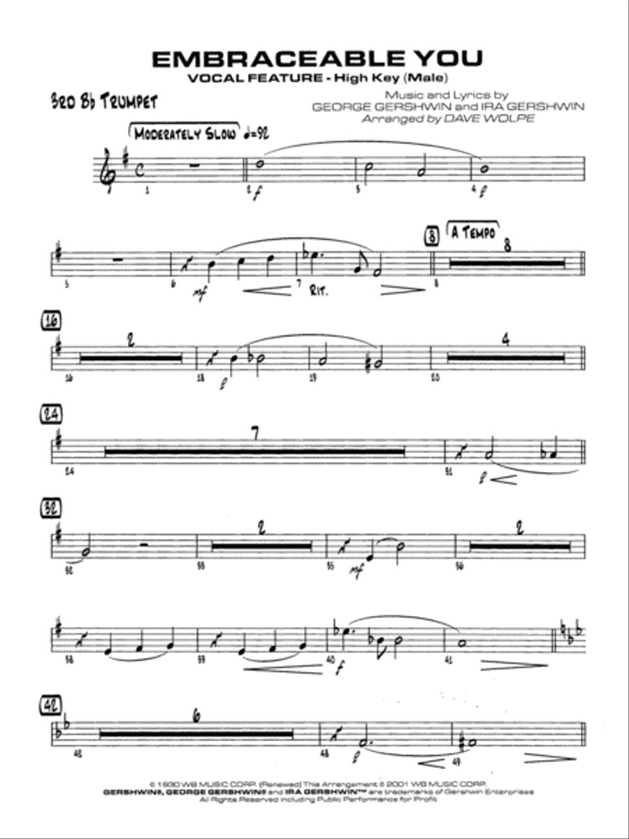 Embraceable You: 3rd B-flat Trumpet Jazz Ensemble scores gallery preview page 1