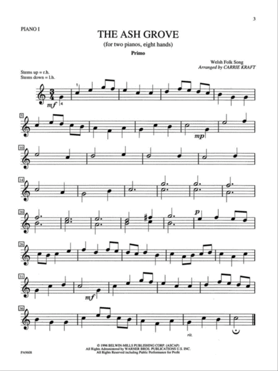 Ash Grove - Piano Quartet (2 Pianos, 8 Hands) Cello scores gallery preview page 2