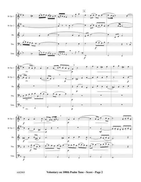 Voluntary on 100th Psalm Tune - for Brass Quintet image number null