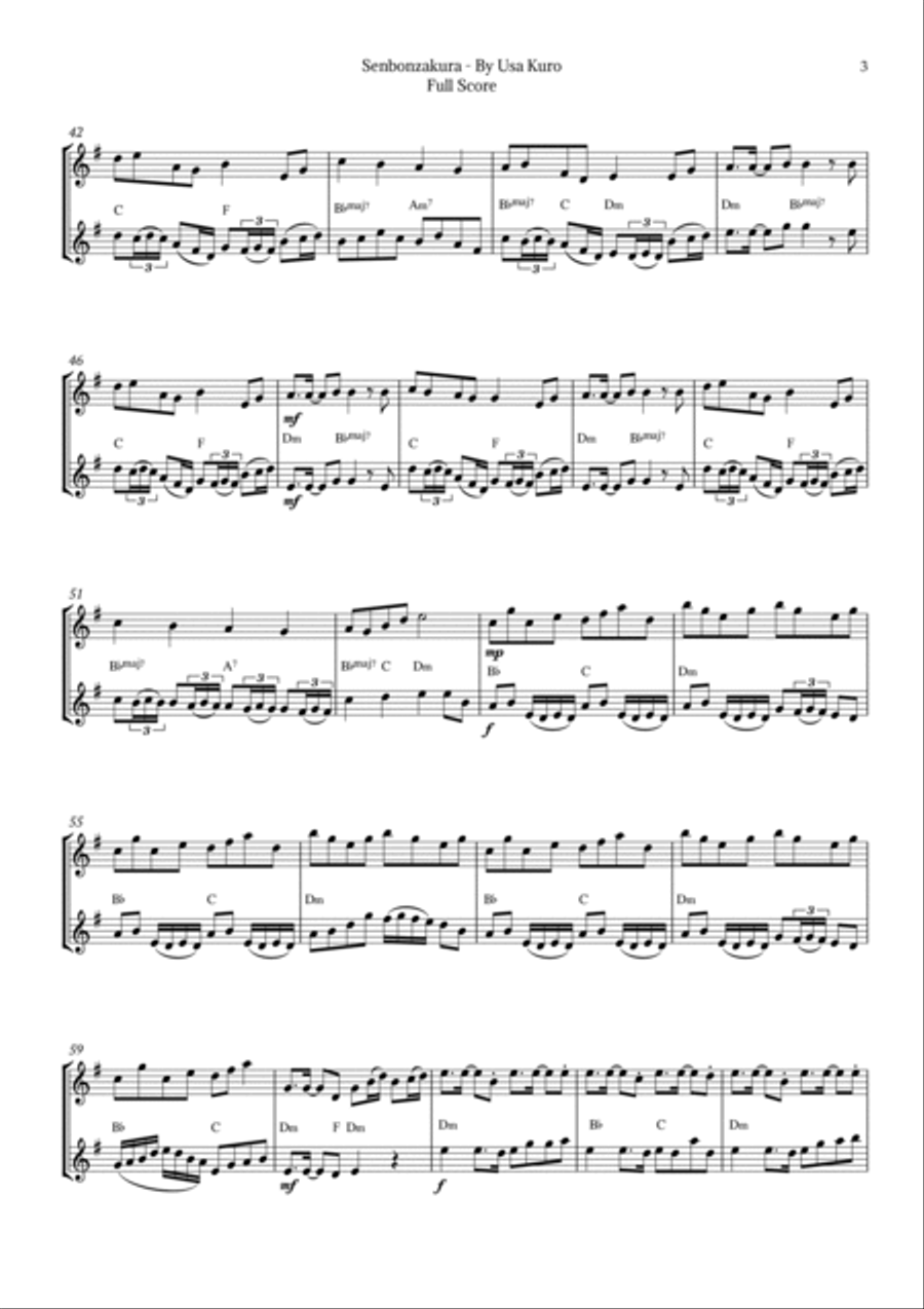 Senbonzakura Trumpet Duet scores gallery preview page 3