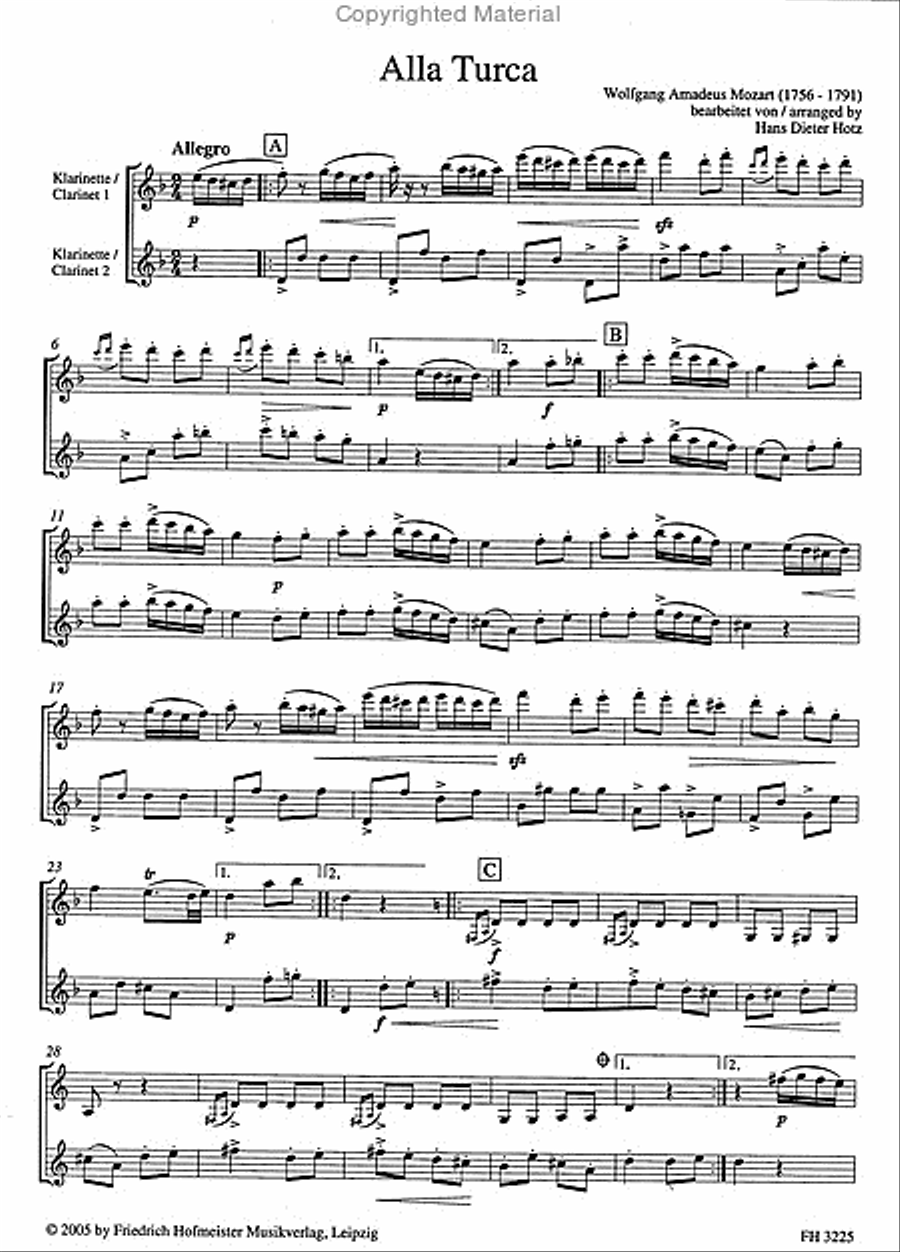 Für Elise & Alla Turca Clarinet scores gallery preview page 2