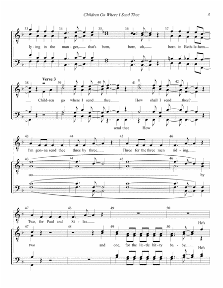 Children Go Where I Send Thee TTBB scores gallery preview page 3