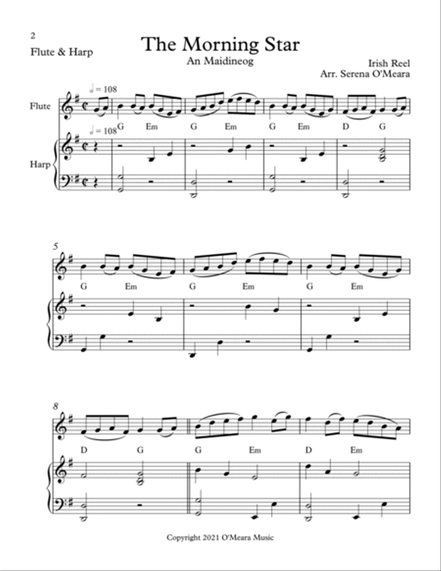 The Morning Star, Duet for Flute & Harp Flute scores gallery preview page 2