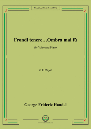 Book cover for Handel-Frondi tenere...Ombra mai fù in E Major,for Voice and Piano