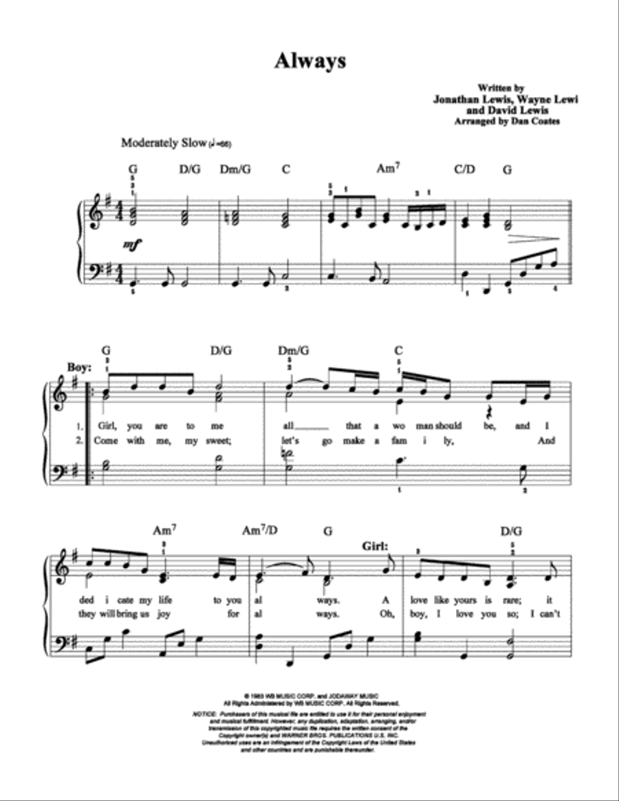 Always Always Easy Piano scores gallery preview page 1